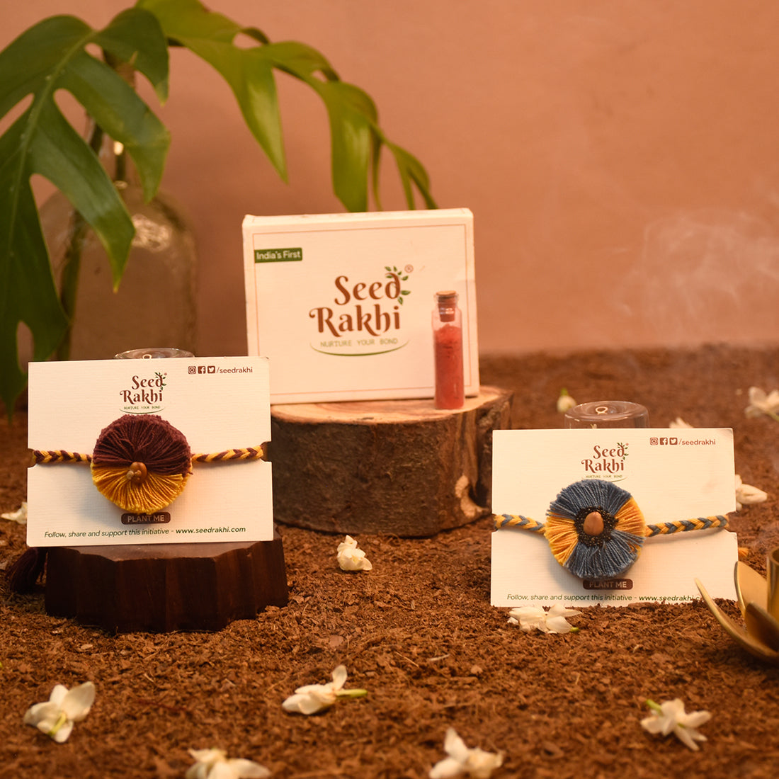 Saanjh & Wind Seed Rakhis Basic Hamper (Seed: Moong, Sonapatti, Brinjal)