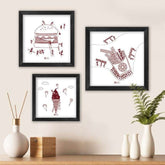Food Themed Ethnic Mandala Design Animal Print Set of 3 Poster Frames