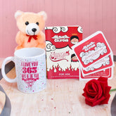 Love 365 Days Coffee Mug, Coupon Book, Small Teddy, Rose & Greeting Card For Couples
