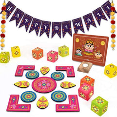 Diwali Hamper with Fairy Lights, Laxmi Ganesh Stand & Rangoli
