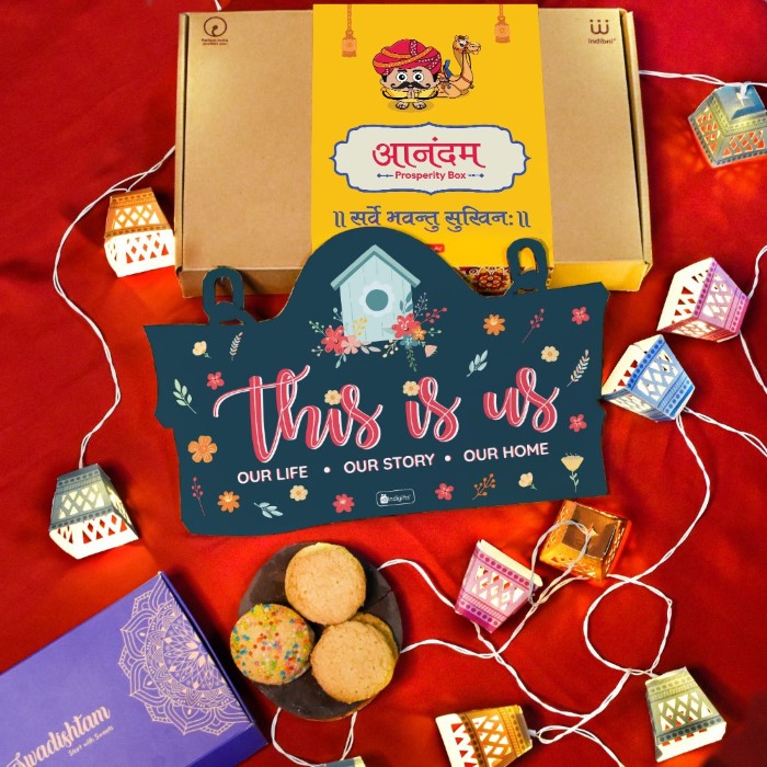 Wall Hanging DIY Diwali Lights with Sweet Greet Box of Cookies
