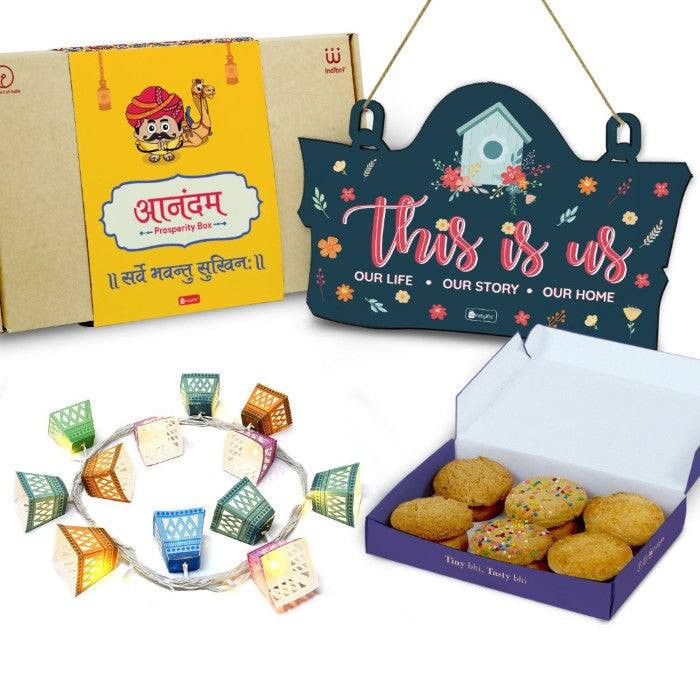 Wall Hanging DIY Diwali Lights with Sweet Greet Box of Cookies