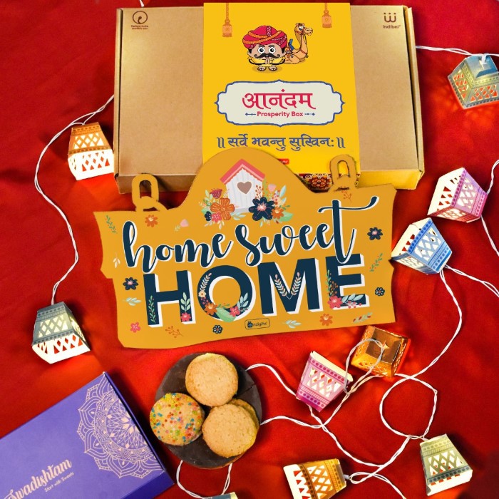 Wall Hanging DIY Diwali Lights with Sweet Greet Box of Cookies