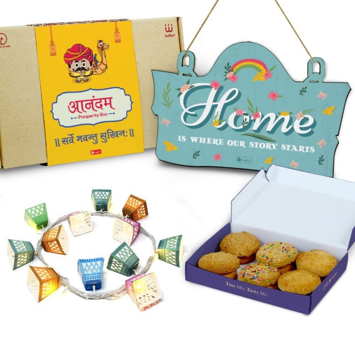 Wall Hanging DIY Diwali Lights with Sweet Greet Box of Cookies