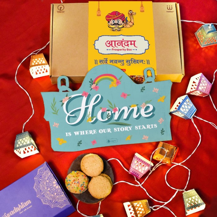 Wall Hanging DIY Diwali Lights with Sweet Greet Box of Cookies