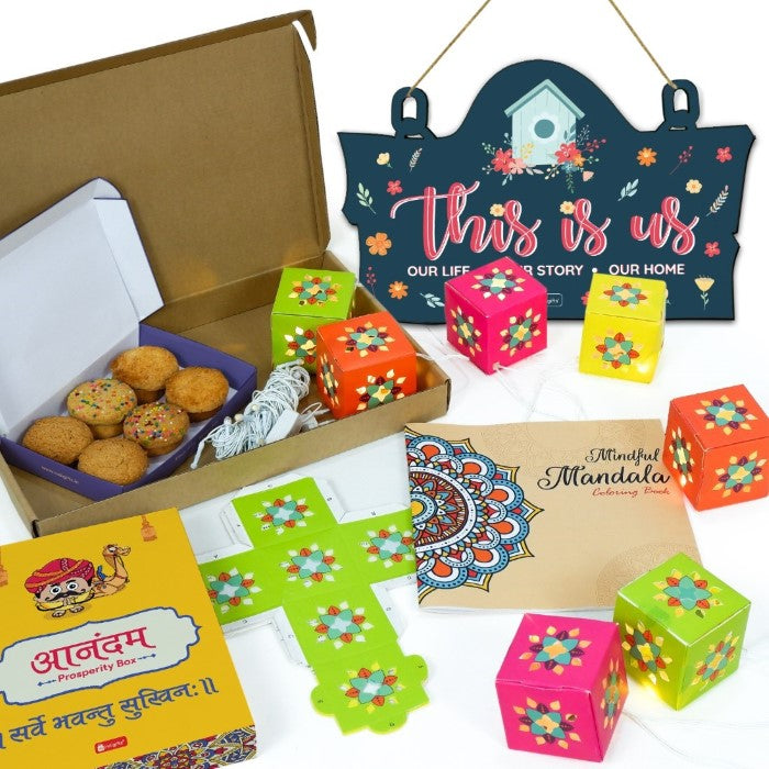 Wall Hanging with Mandala Coloring Book DIY Lights and Cookie Box