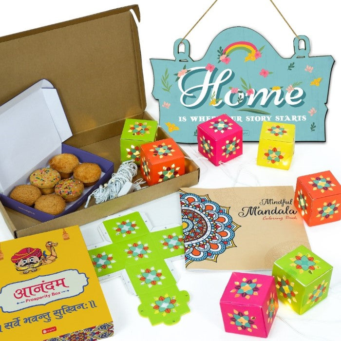 Wall Hanging with Mandala Coloring Book DIY Lights and Cookie Box