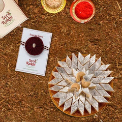 Madhu Seed Rakhi Gift Hamper With Kaju Katli Mini Bites 125 gm