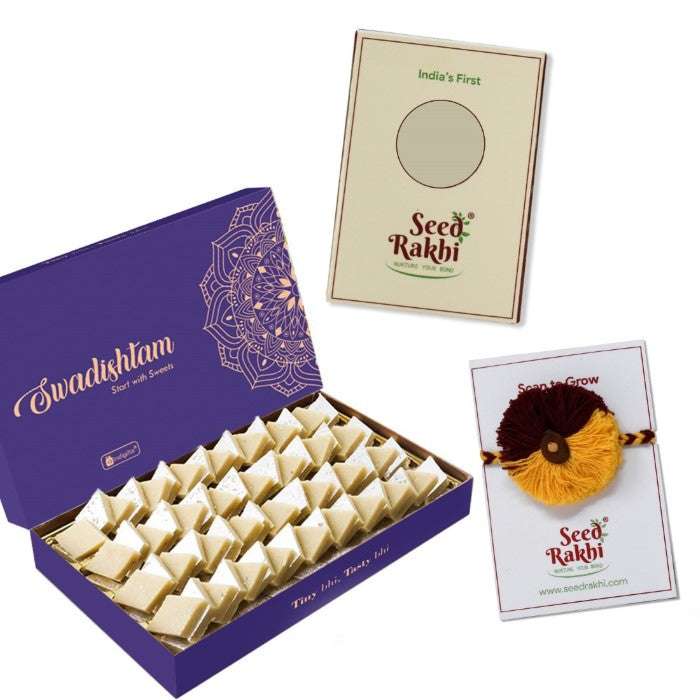 Saanjh Eco-friendly Seed Rakhi With Kaju Katli Mini Bites 125 gm