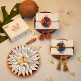 Jodhpuri and Wind Seed Rakhi Gift Hamper With Kaju Katli Mini Bites 125 gm