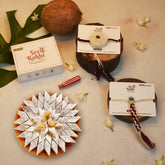 Plantable Rakhi For Brother, Kaju Katali Box, Manual & Roli (Red & Yellow)
