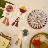 Plantable Rakhi For Brother With Kaju Katali Box (Yellow & Purple)