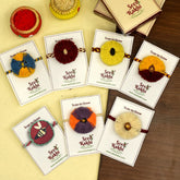 Satrang, Teddy Bear, Teddy Bear with Bow, Panna, Baagh, Maati and Neel Nazar Battu Eco-friendly Seed Rakhi Set of 7