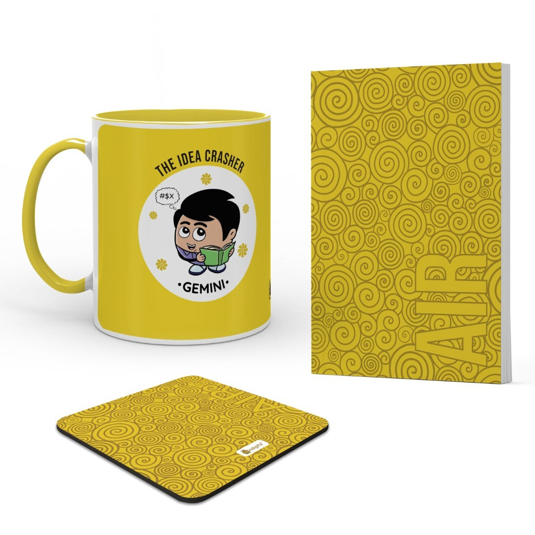 Aquarius Zodiac Sign Gift Set Coffee Mug, Coaster, Diary Set Of 3