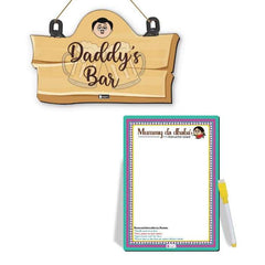 Daddy's Bar Printed Wall Hanging and Mummy Da Dhaba Printed Instruction Board For Mom & Dad