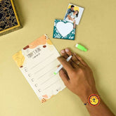 Personalized Photo Magnetic Clip, To Do Planner, and Embroidery Rakhi Gift Hamper for Brother