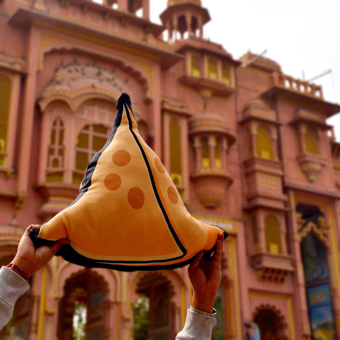 Samosa Shape Cushion & Seed Rakhi Combo - Set of 2