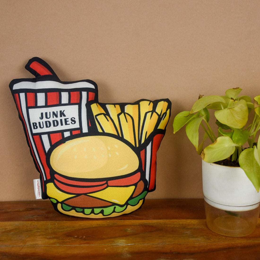 Junk Food Shape Cushion & Seed Rakhi - Set of 2