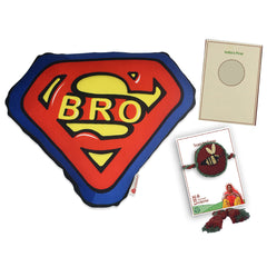 Super Bro Shape Cushion & Seed Rakhi Combo - Set of 2