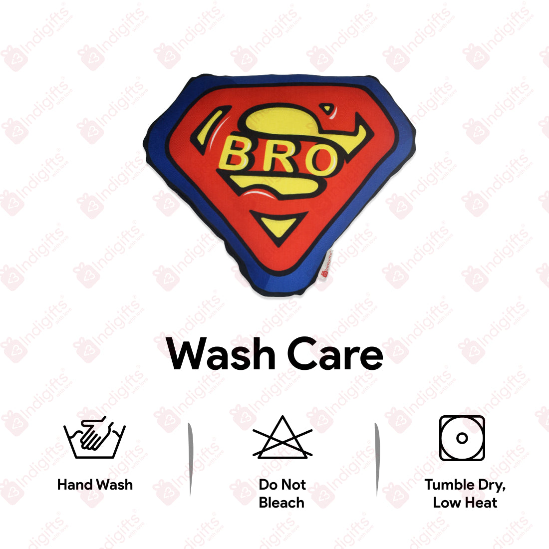 Super Bro Shape Cushion & Seed Rakhi Combo - Set of 2