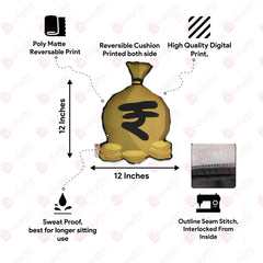 Money Shape Cushion & Seed Rakhi Combo - Set of 2