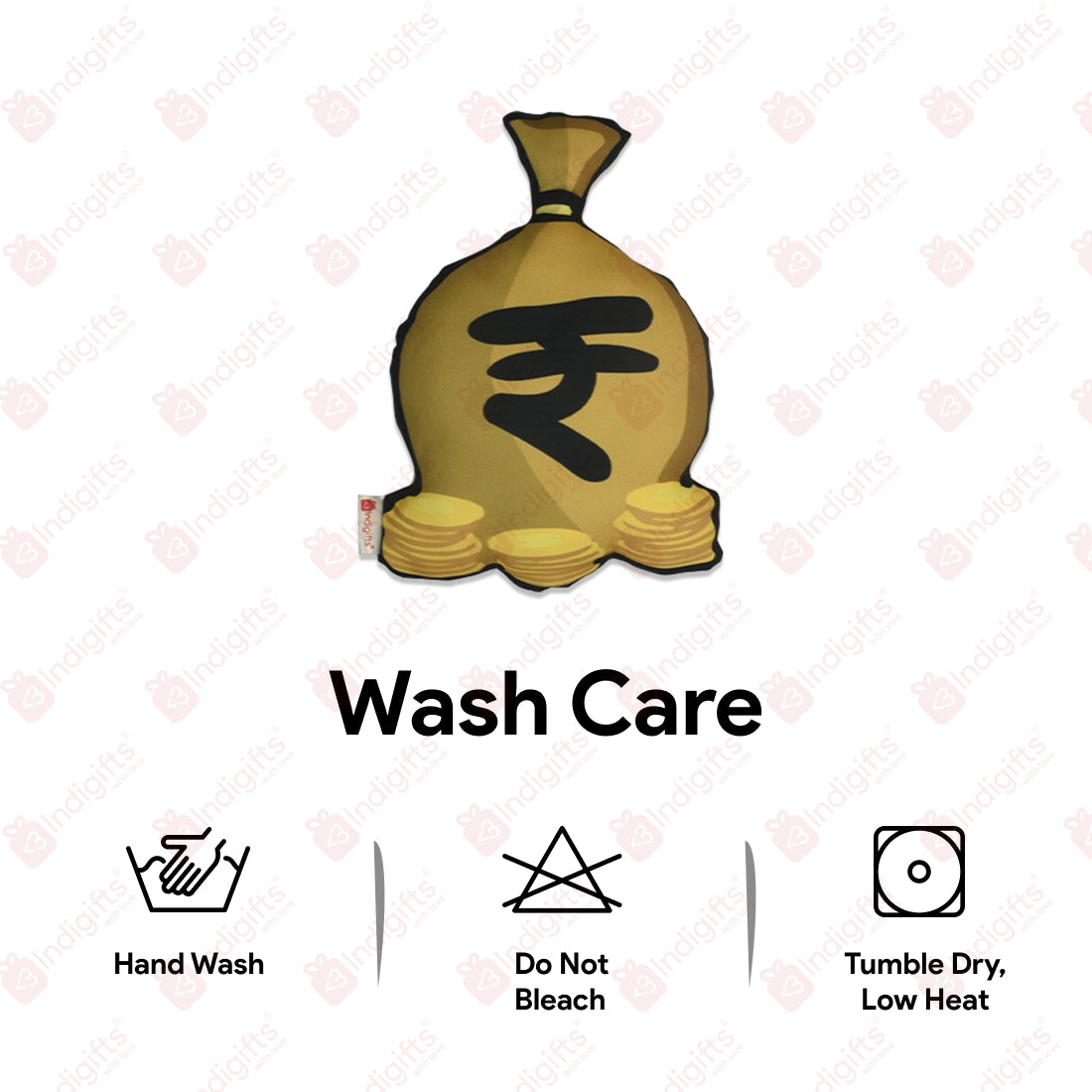 Money Shape Cushion & Seed Rakhi Combo - Set of 2