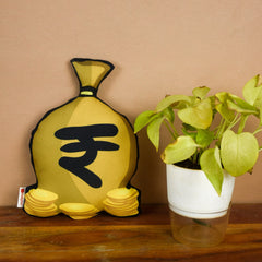 Money Shape Cushion & Seed Rakhi Combo - Set of 2