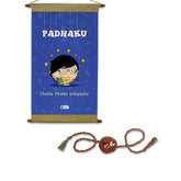 Padhaku Print Scroll & Seed Rakhi Combo of 2 (Dark Blue)