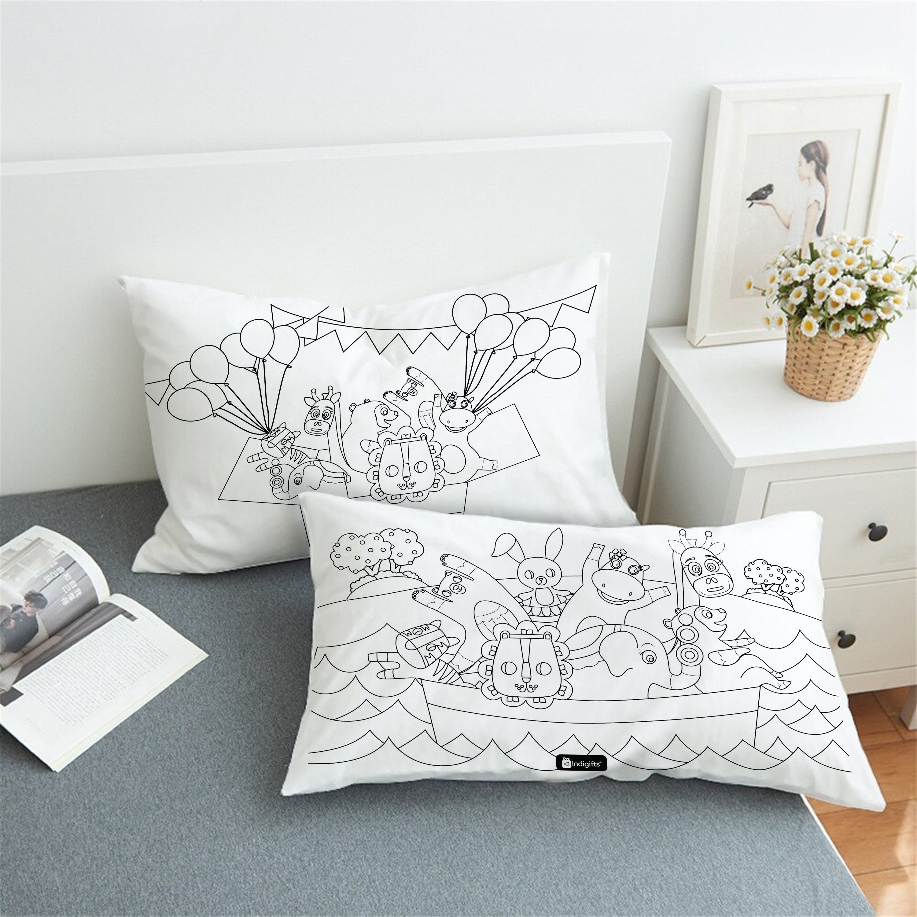 DIY Washable Coloring Pillow with Colors