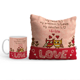 Personalised Love Couple Cushion & Coffee Mug Combo - Best Gift For Girlfriends & Boyfriends