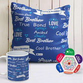 Indigifs Personalized Cushion & Mug Set: 12x12 Inches & 325ml - Ideal Gift for Brother, Bhai Dooj, Rakshabandhan