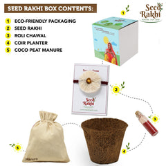 Seed Rakhi with Planter & Roli Pack - (White)
