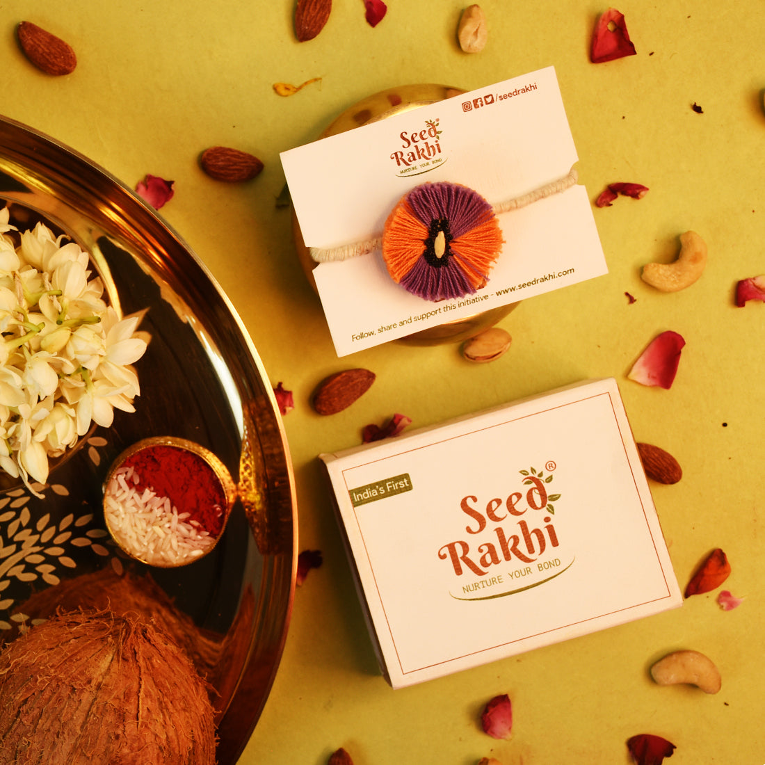Jodhpuri Organic Seed Rakhi in Eco-friendly Box (Seed: Dhaniya Cholai)