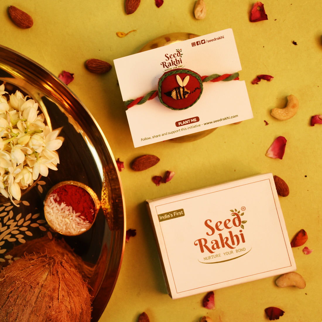 Madhu Seed Rakhi Gift Hamper For Brother (Seed: Cucumber, Rai, Karela)
