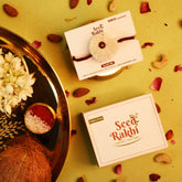 Dhavala Plantable Seed Rakhi Gift Hamper (Seed: Sonapatti & Brinjal)