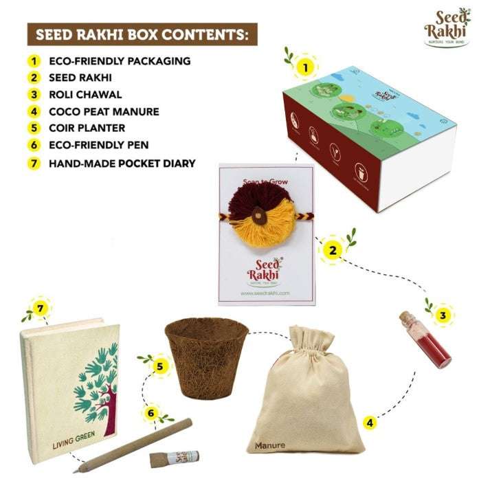 Saanjh Seed Rakhi, Planter and Notepad Gift Hamper