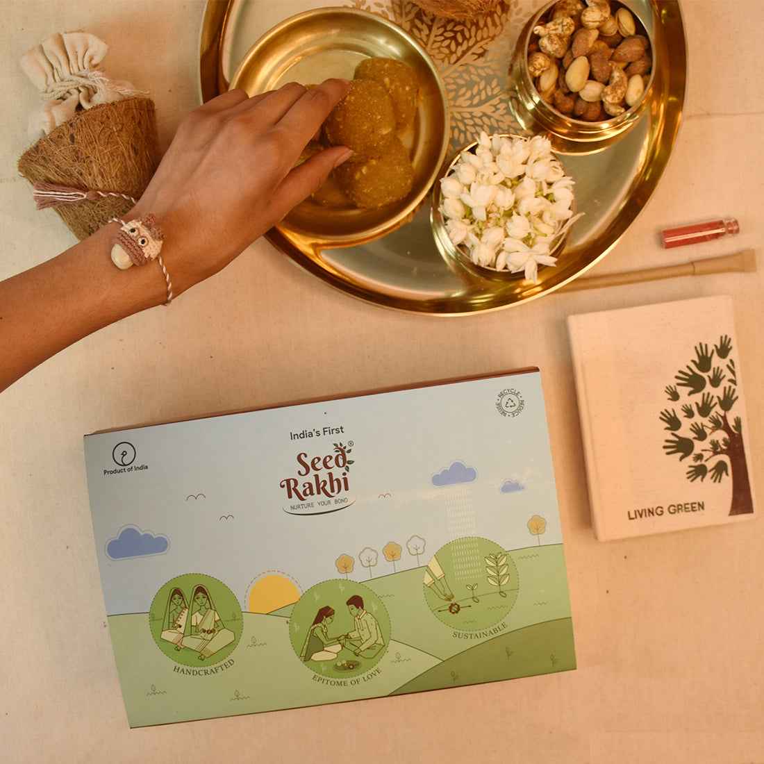 Eco-Friendly Plantable Dog Shape Seed Rakhi with Planter, 1 Diary & Pen