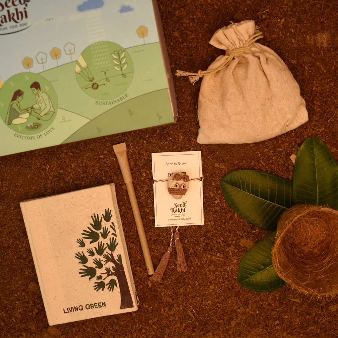 Eco-Friendly Plantable Dog Shape Seed Rakhi with Planter, 1 Diary & Pen