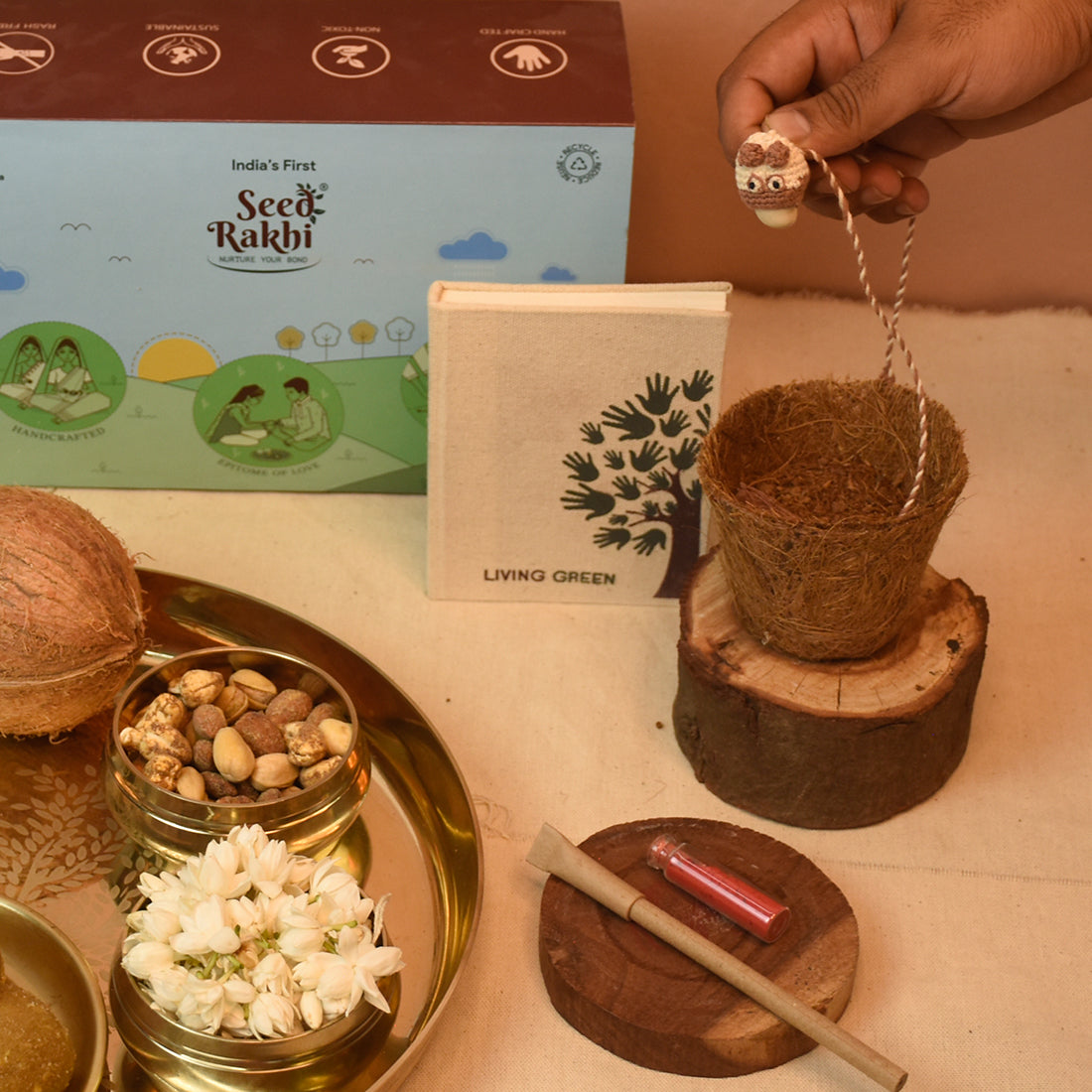 Eco-Friendly Plantable Dog Shape Seed Rakhi with Planter, 1 Diary & Pen