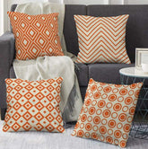 Orange Colored Abstract Printed Cushion Cover Set of 5
