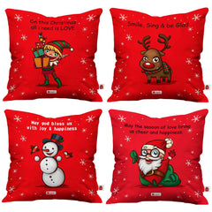 4 Piece Set 'Santa Squad’ Christmas Decor Glitter Assorted Cushion Covers
