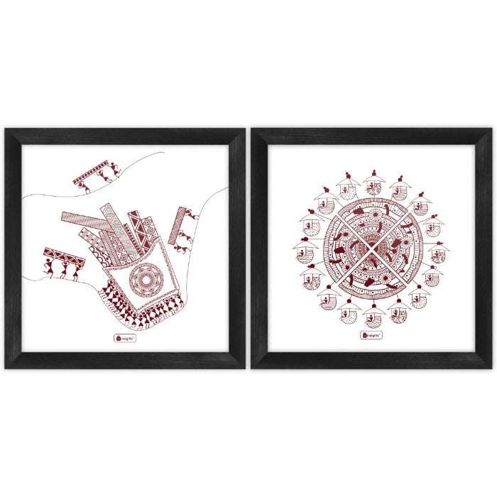 Ethnic Design Food Printed Set of 2 Poster Frames