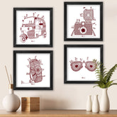 Musical Themed Ethnic Design Mandala Animal Printed Set of 4 Poster Frames