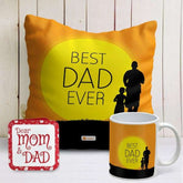 Best Dad Ever Cushion & Mug Combo (Orange)