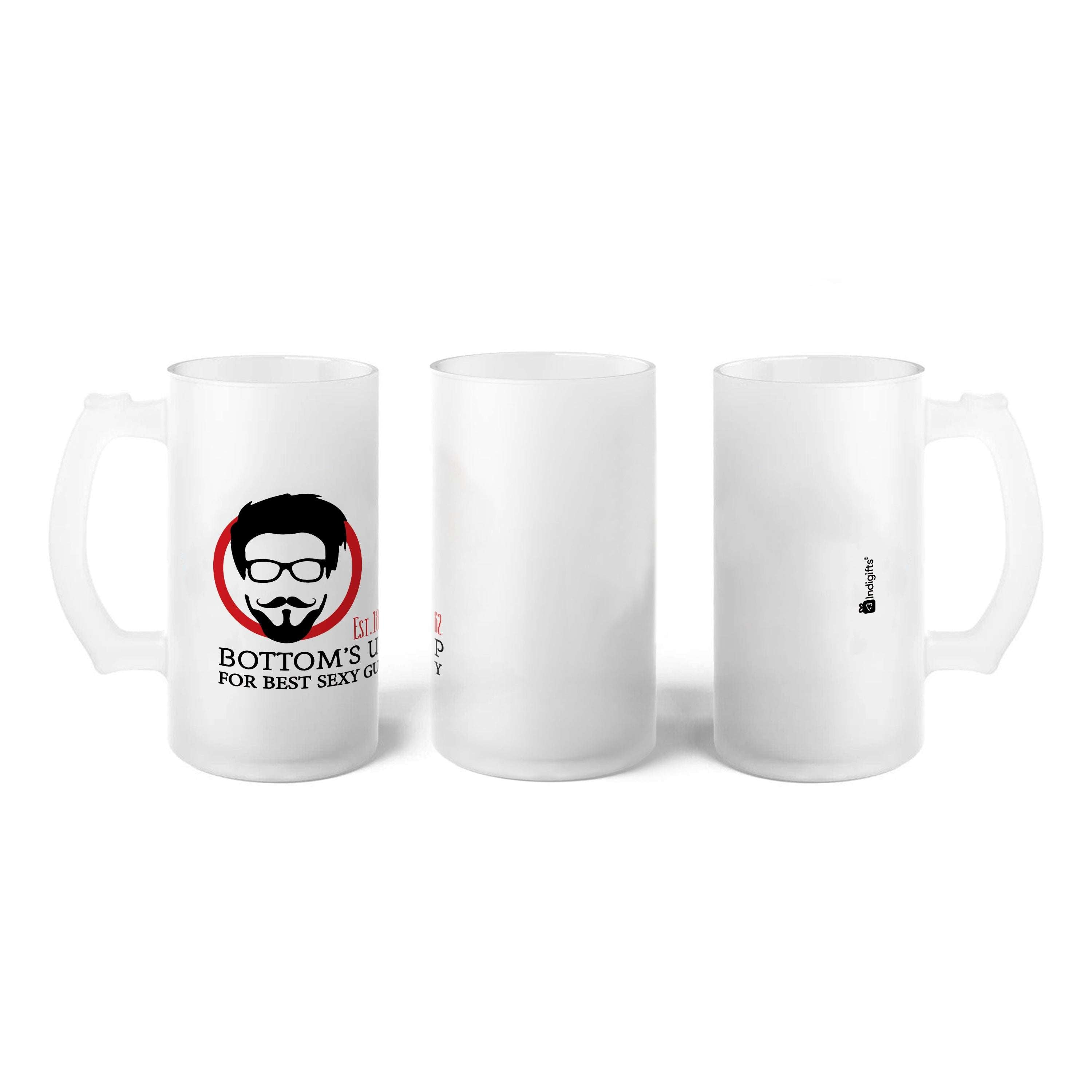 Bottom's Up For Best Sexy Guy Digital Printed Beer Mug Gift for Boyfriend