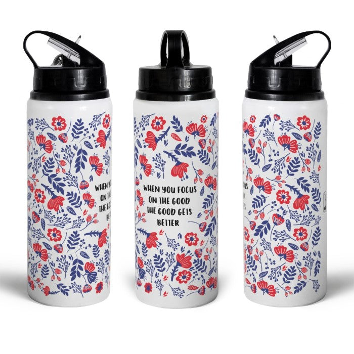 Floral Printed Aluminium Sipper Water Bottle 750ML For Valentine Day Gift