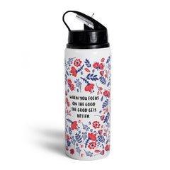 Floral Printed Aluminium Sipper Water Bottle 750ML For Valentine Day Gift