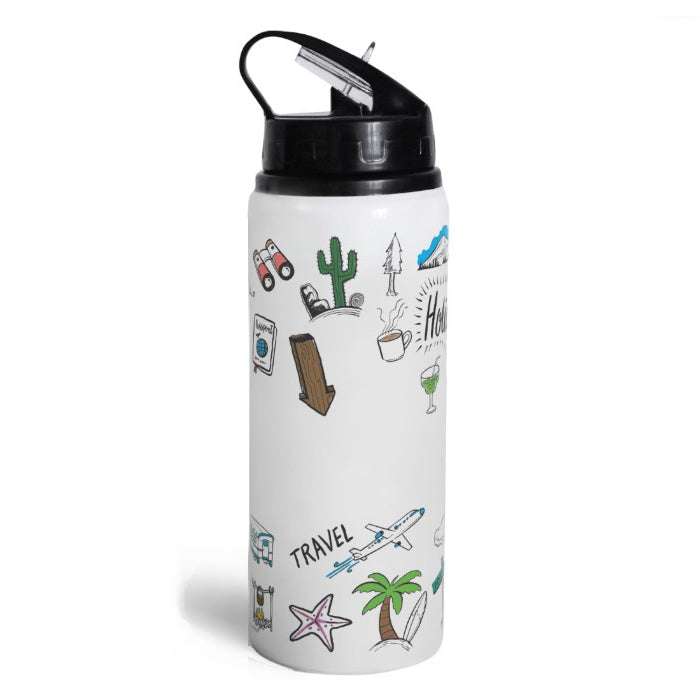 Indigifts Doodle Art Printed Customized Aluminium Sipper (750ml): Love-themed Bottle for Office and Valentines