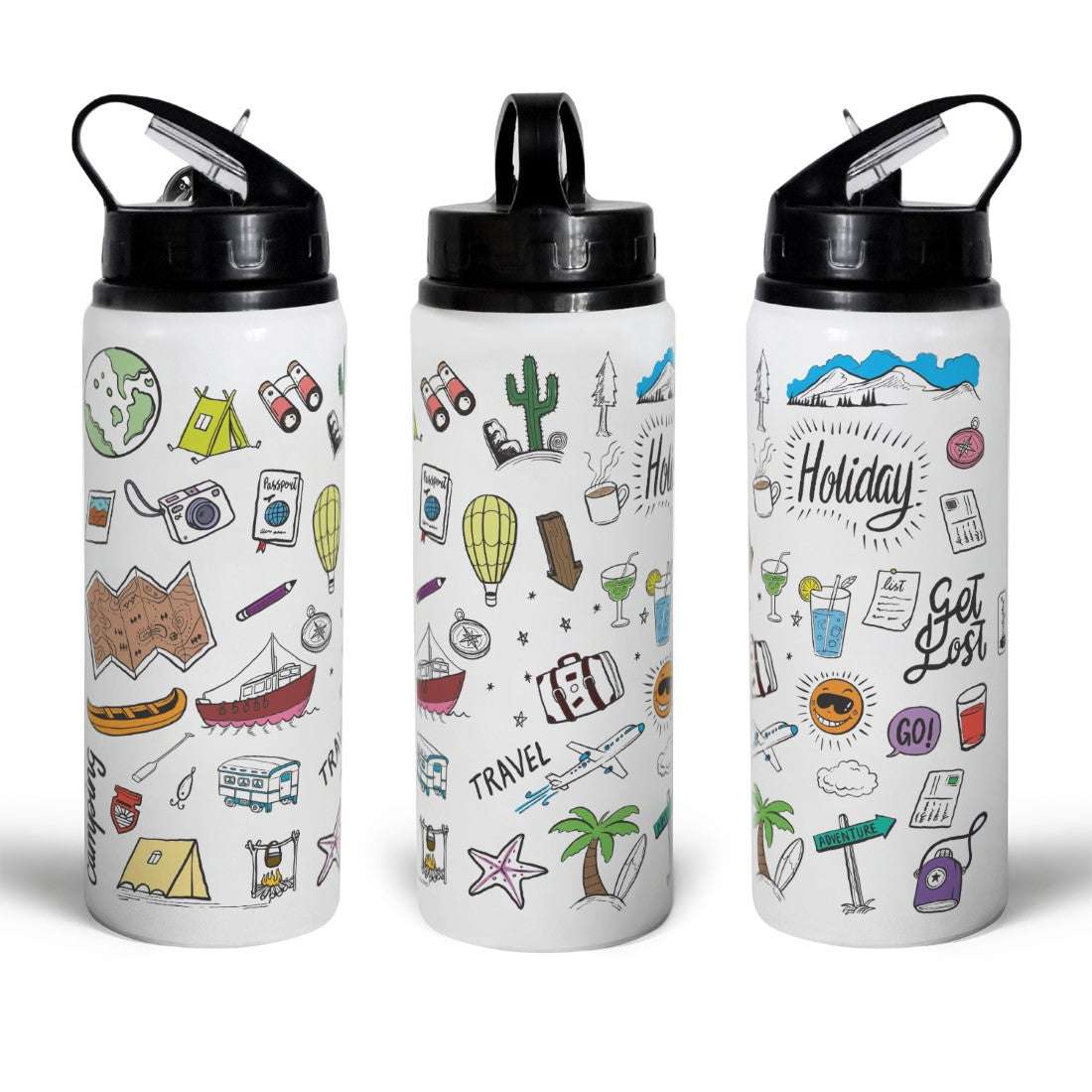 Indigifts Doodle Art Printed Customized Aluminium Sipper (750ml): Love-themed Bottle for Office and Valentines