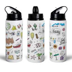 Indigifts Doodle Art Printed Customized Aluminium Sipper (750ml): Love-themed Bottle for Office and Valentines